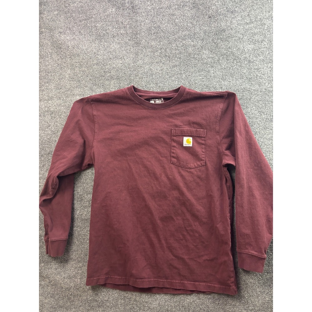 Carhartt Long Sleeve Pocket T-Shirt Mens Medium Burgundy Loose Fit TK0126-M